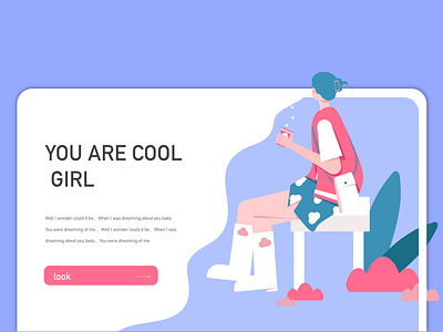 You are cool girl ai design flat design flat illustration gift illustraion ui