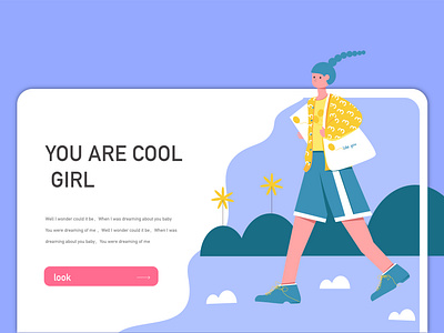 You are cool girl ai flat design flat illustration gift illustraion ui