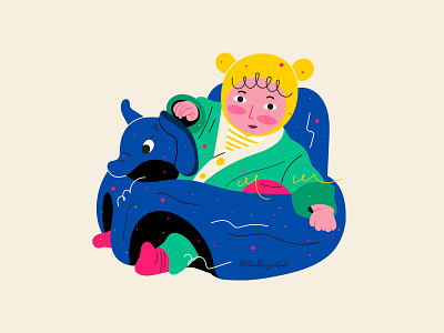 Cute baby in elephant safe chair art artwork baby baby illustration chair colorful cute design doodle drawing girl illustration lovely painting sofa