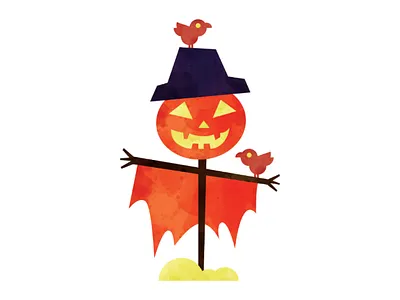 Scarecrow design halloween illutration simple watercolor