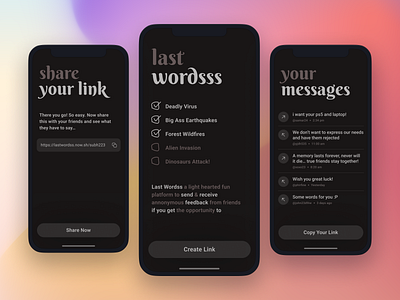 Last Words - A fun game for friends | UI concept app branding clean design game minimal mobile motion graphics ui