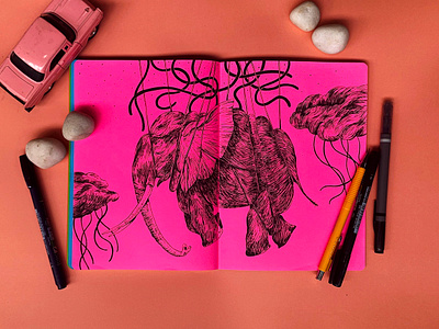 Bulky art bulky drawing elephant illustration inktober inktober2020 sajid