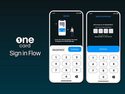 OneCard Signin Flow app bank bank app branding finance illustration keypad money onecard otp sign in signup ui