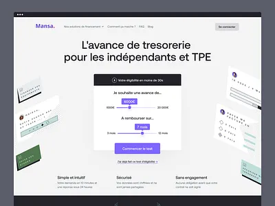Mansa • Homepage desktop & mobile bark ui branding finance fintech form funnel home homepage illustration inputs landing page list loan menu money mortgage responsive steps testimonials typography