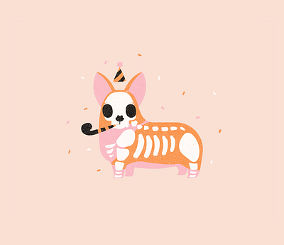 Drawlloween Day 2: Silly Skeleton corgi dog doodle drawlloween halloween illustration inktober inktober2020 skeleton vectober vector