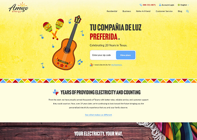 Amigo Energy homepage concept electricity energy interface latino mexican ui ux visual design web website