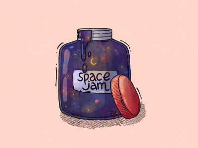 Space Jam 2d cosmic digital art illustration jam jar moon outer space planter space jam stars sweet