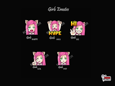 Girls Twitch Emotes 3d animation branding cartoon design emoji emote emotes graphic design illustration logo motion graphics twitch twitchemote twitchemotes ui