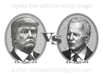 Donald Trump vs Joe Biden. Vector oval portraits. biden candidate debate donald trump election engraving etching joe biden nominee oval politician portrait president royalty free trump us vector vintage vs