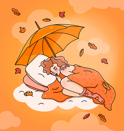 Autumn Mood cgart character coffee dreams ginger halloween illustration leaves october orange pumpkin sleep socks tattoes umbrella warm