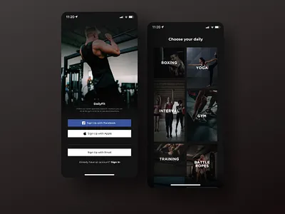 Workout App Exploration - Daily UI #6 apple bold calories clean concept dailyuichallenge dark app figma fitness gym healthy ios layout minimal service simple ui ui design