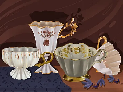 drinking cups in my world art illustration branding challenge character design children children book illustration color palette cups design illustration illustration art ipadproart october palette procreate стиль