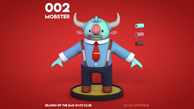 Monster Mobster 3d 3d model 3dart animation c4d gameart gameasset gameready lowpoly modeling