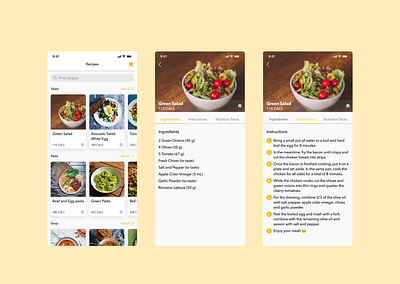 Recipe app app design application design food health health app healthy recipe recipe app recipe book recipes ui ux