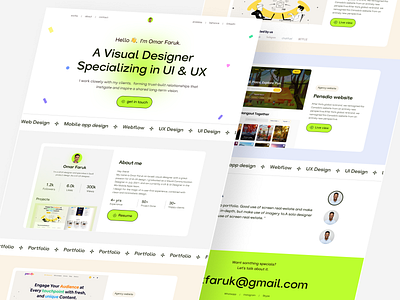 Portfolio website about clean designer footer header hero landing page minimal personal portfolio ui ux web design website