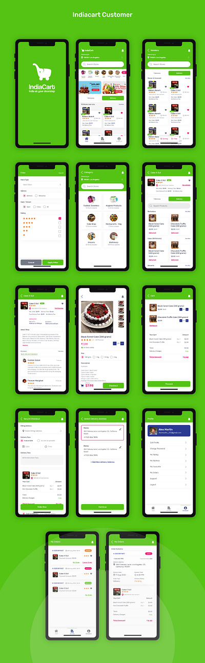 IndiaCart Customer app UI android app branding design ios ios app ios14 ui uidesign uiux ux uxdesign uxui