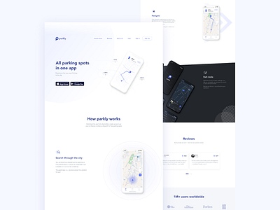 parkly app landing page app app design car landing page mobile mobile app parking product page ui user interface ux webdesign website