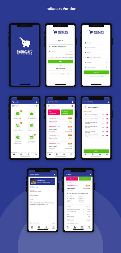 IndiaCart Vendor app UI android android app app branding design illustration ios app ui uidesign uiux ux uxdesign uxui