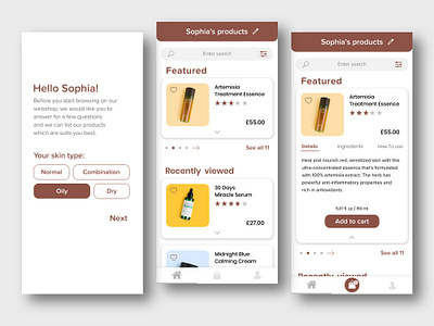 Skin care webshop appdesigner design skincare uidesign webshop
