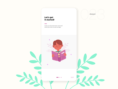 Onboarding | Daily UI - 023 clean design clean ui daily daily 100 challenge daily ui 023 dailyui dailyuichallenge design digital onboarding reading app simple uidesign