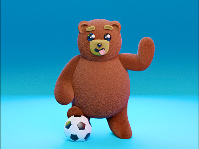 Bear playing soccer 🐻⚽️ 3d 3d animal 3d art 3d bear 3d hair 3d illustration 3d modeling animal animals bears blender blue brown cute cute animal hair hairy render soccer