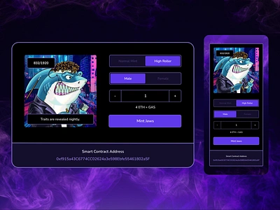 JAWS - Minting DAPP app app design blockchain crypto cryptocurrency dapp design nft nfts responsive ui ui design user experience user interface ux ux design web app web design web dev web3