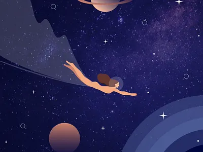 Deep dive into a space adventure dive illustration space vector woman