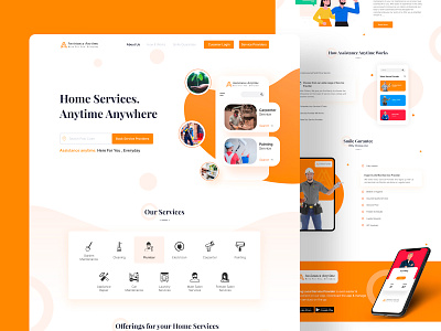 Home Service App's Landing Page design home service homepage landing page design layout mockup service typography ui web web design webdesign website website design