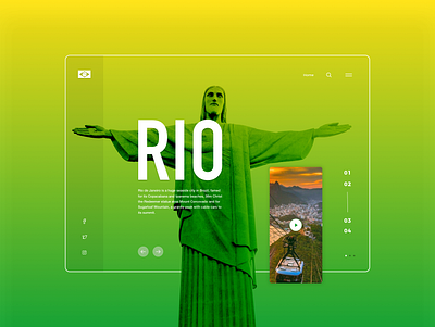 Rio - Landing Page 2/3 app application design branding brazil concept design gradient landing page design minimalistic out of the box pastel color responsive design sketch statue tourism website ui design user inteface uxdesign web webdesign website concept