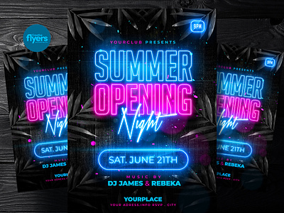 Summer Opening Flyer Templates creative flyer flyer creation flyer psd flyer template neon effect neon fonts nightclub photoshop poster psd flyer summer flyer summer party