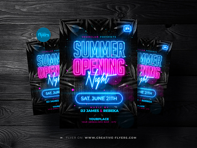 Summer Opening Flyer Templates creative flyer flyer creation flyer psd flyer template neon effect neon fonts nightclub photoshop poster psd flyer summer flyer summer party