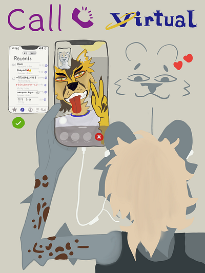 Virtual Caller digital illustration furry