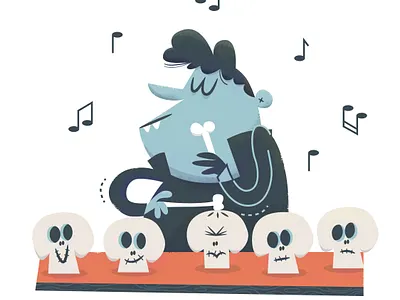 Vampire Groove | Halloween Retro Illustration 50s adobeillustrator bebop cartoon character characterdesign children cool jazz halloween halloween design illustration jazz music photoshop retro skull skull and crossbones vampire vector vibraphone