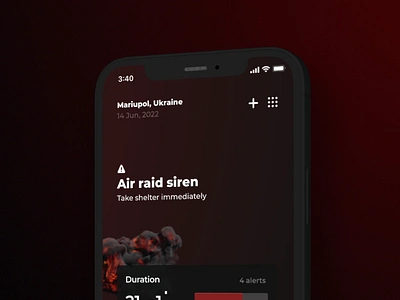 Air Raid Siren App / Support Ukraine 🇺🇦 3d air animation app application charity donation freedom glory to ukraine help ukraine ios raid shelter siren smoke ukraine war