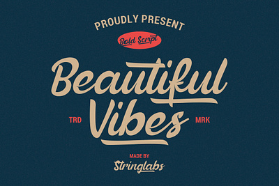 Beautiful Vibes - Bold Script Vintage Retro Font 80s bold calligraphy classic cursive handdrawn handlettering hipster lettering retro script sporty typeface vintage wedding