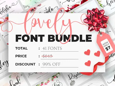 Lovely Font Bundle Bundles branding design font handmade newfont typography vector web