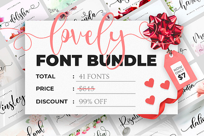 Lovely Font Bundle Bundles branding design font handmade newfont typography vector web