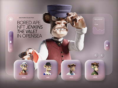 BORED APE - PROMO WEBSITE app bored ape branding design figma glassmorphism nft ui ux webflow website