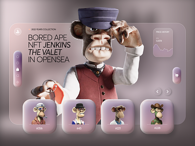 BORED APE - PROMO WEBSITE app bored ape branding design figma glassmorphism nft ui ux webflow website