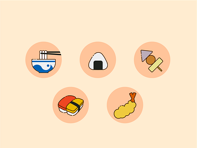 daily UI #055 - Icon set 055 color daily daily ui design food icon icon set japanese japanese food ui yellow