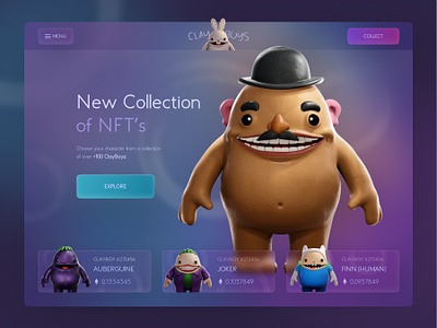 ClayBoys NFT Collection Website metaverse nft nft characters ui webdesign
