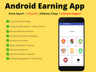 Professional Admon Android Earning App | $5 admob app design earning earning app earnings high wuality logo make money money money app money making money transfer paypal ui