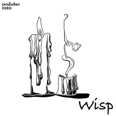 Inktober 2020. Day 2. Wisp affinitydesigner art candle design flat icon illustration ink inktober inktober2020 ipadproart logo poster print sticker vector