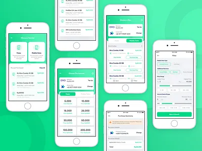 GrabPulsa Revamp — UX Case Study card case study filter grab gradient green history internet mobile mobile app mobile app design payment phone pulsa purchase revamp summary transaction ui ux