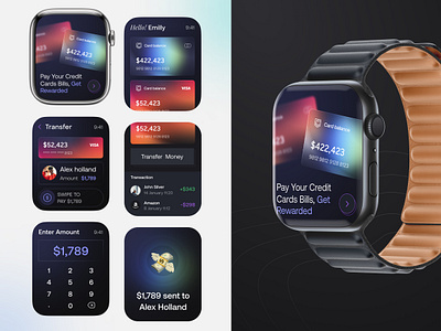 Fintech App Concept - WatchOS⌚️ app app design apple watch banking app design financial fintech fintech app gradient ios minimal os smart watch ui uidesign uiux ux watch watchos