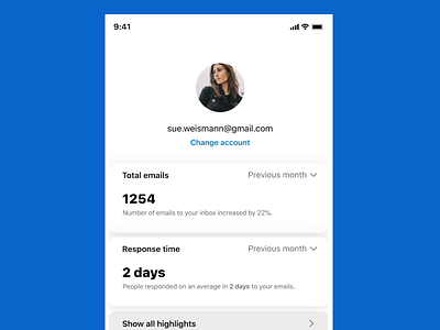 Email insights - Mobile app animation app app design apple clean data design email health insights ios ios14 minimal mobile motion ui uiux ux wellbeing