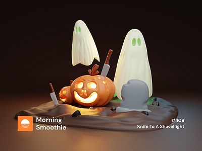 Knife To A Shovelfight 3d 3d art blender blender3d diorama ghost grave graveyard halloween halloween design halloween flyer illustration isometric isometric design isometric illustration jackolantern low poly pumpkin pumpkins spooky