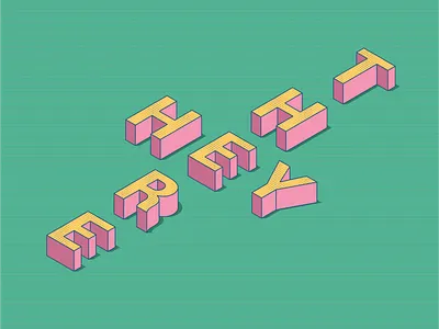 simple isometric text design typography