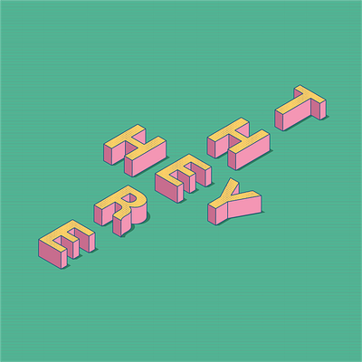 simple isometric text design typography