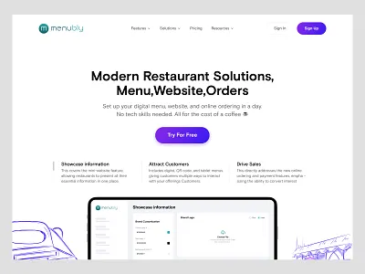 Menubly – Modern Restaurant Solutions Website digital menu digital restaurant food food menu food startup food tech menubly online ordering qr menu restaurant restaurant app restaurant management restaurant menu restaurant website restaurant website design saas ui ux web design website design